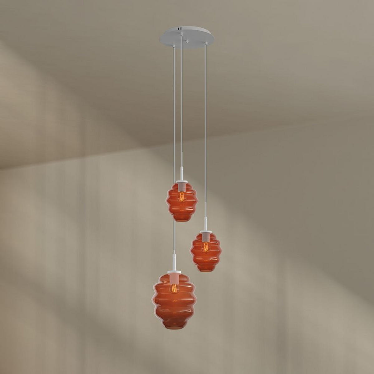 GALERIELEUCHTE Echos 3-flammig Mehrfarbig Ø 18/25cm - Multicolor/Weiß, Glas (18/18/20cm) - s.luce