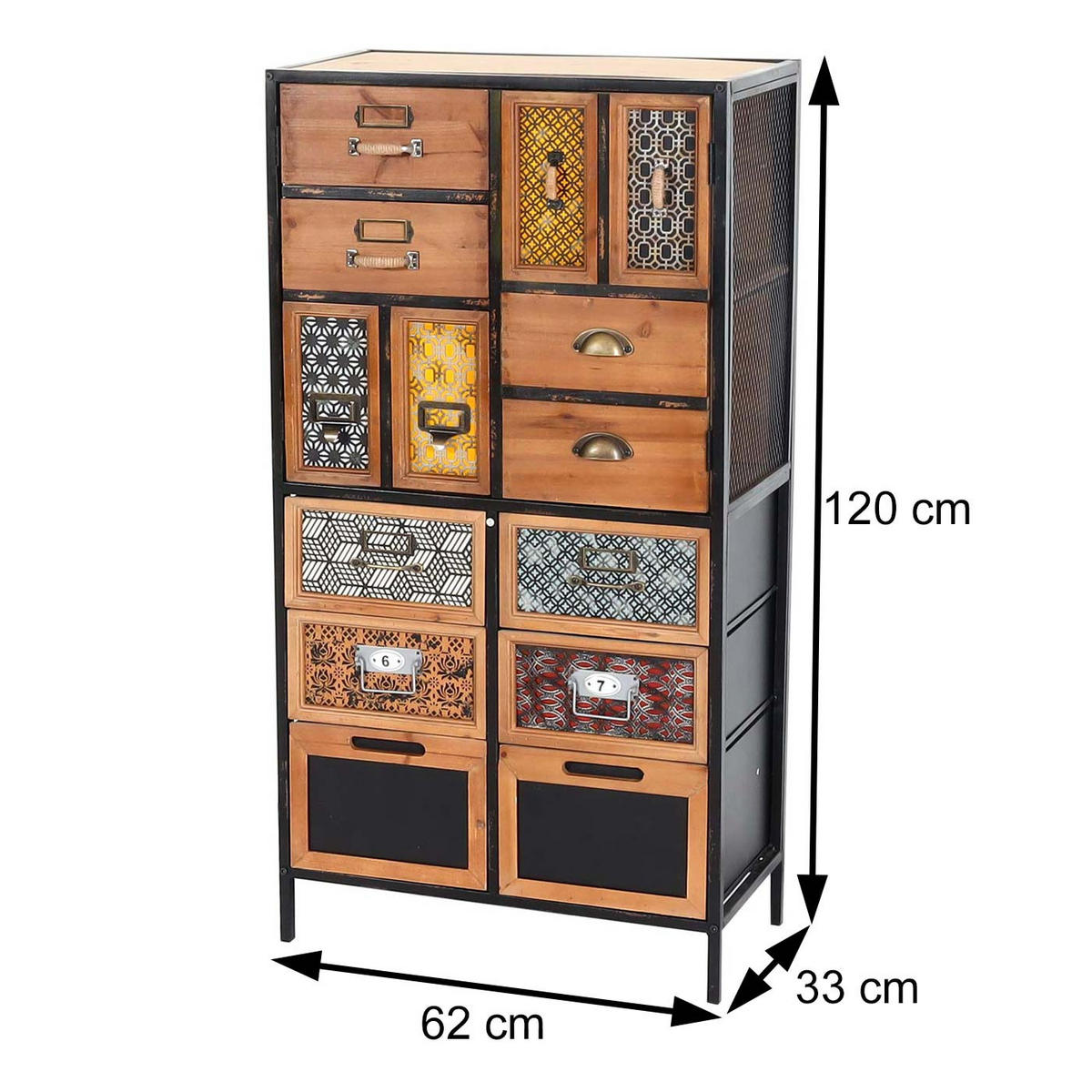 APOTHEKERKOMMODE Multicolor - Multicolor, Holz (62/120/33cm) - MCW