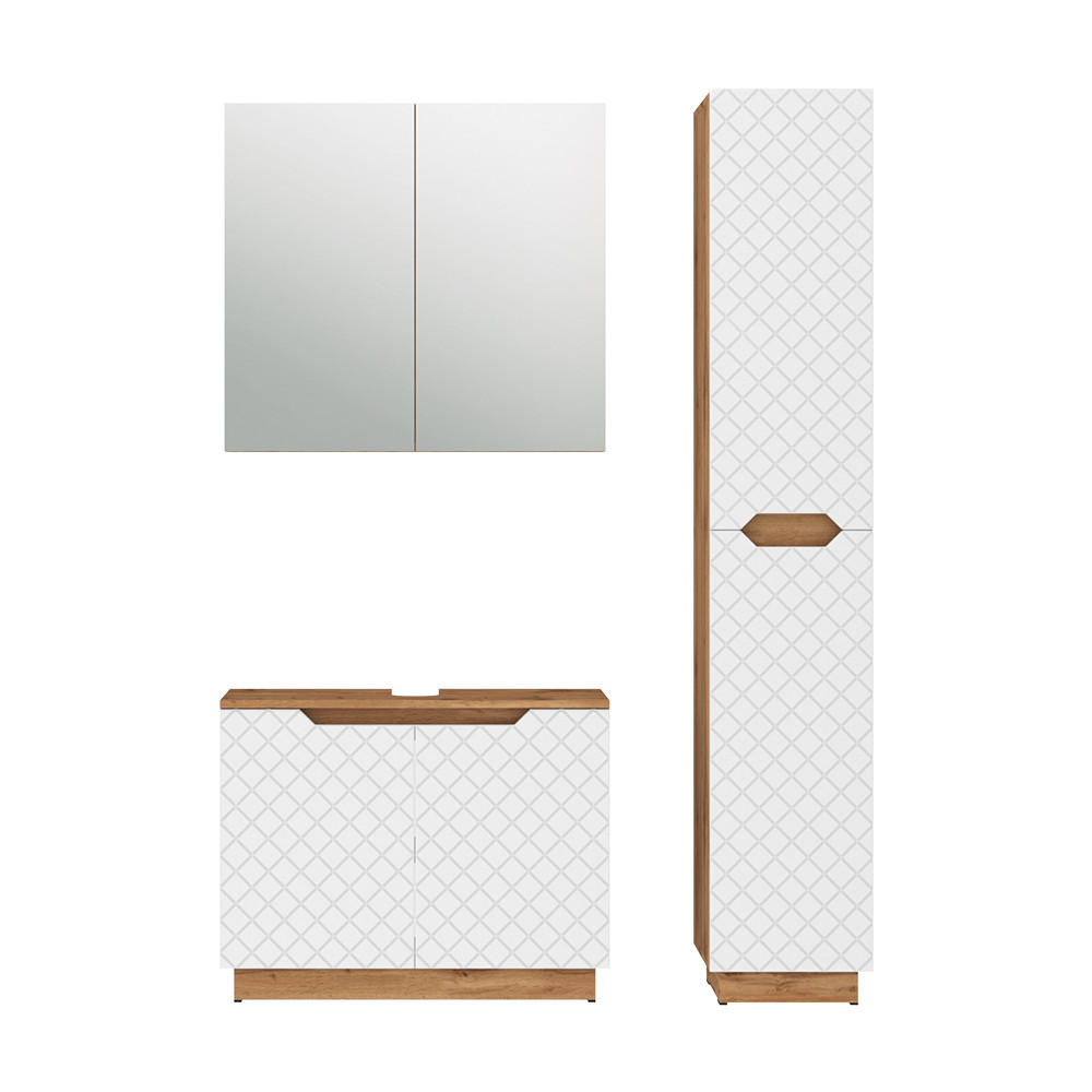 KOUPELNOVÝ NÁBYTEK Lotta Dub/bílá se strukturou dlaždic - bílá, kompozitní dřevo (79.6/62.5/32cm) - Vicco