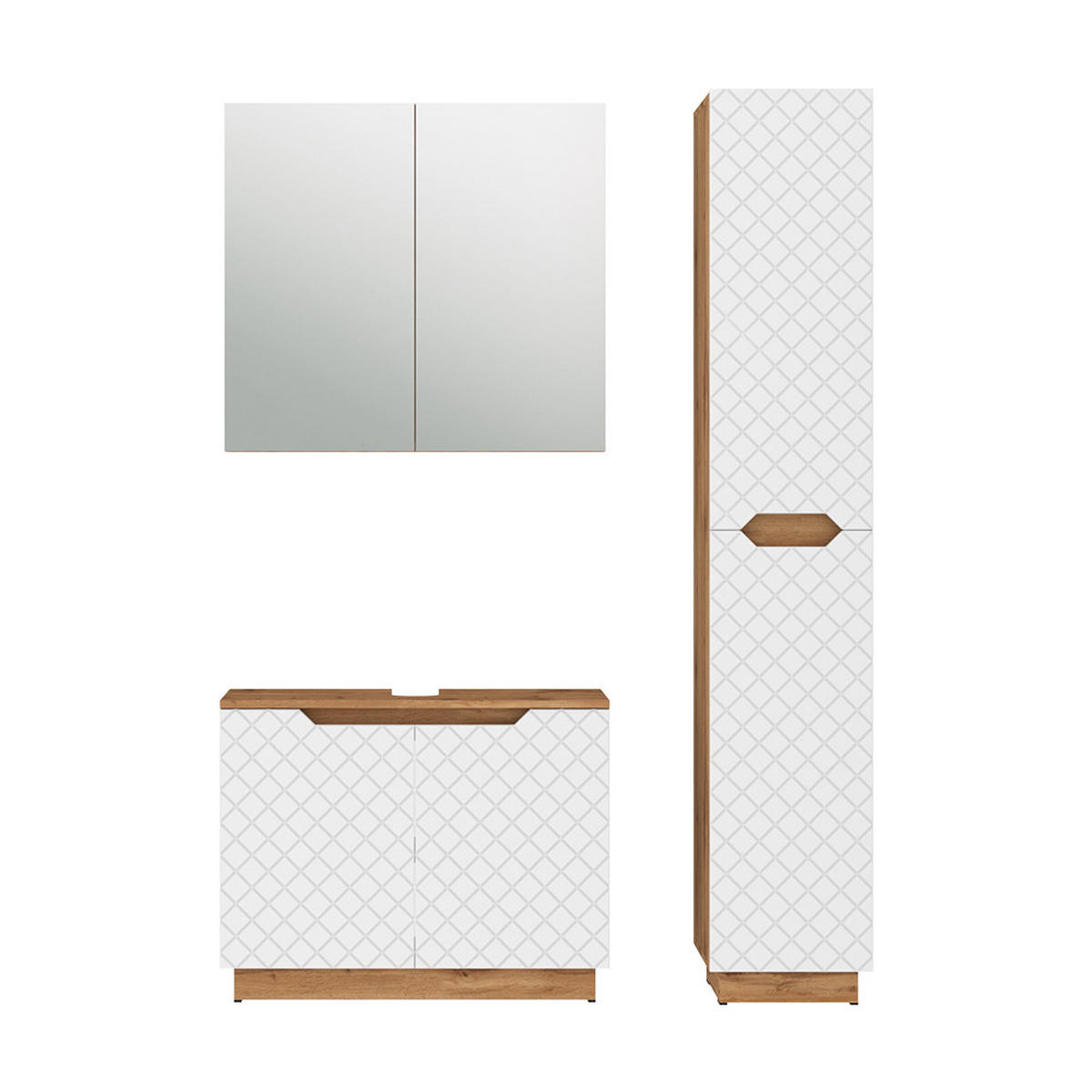 KOUPELNOVÝ NÁBYTEK Lotta Dub/bílá se strukturou dlaždic - bílá, kompozitní dřevo (79.6/62.5/32cm) - Vicco