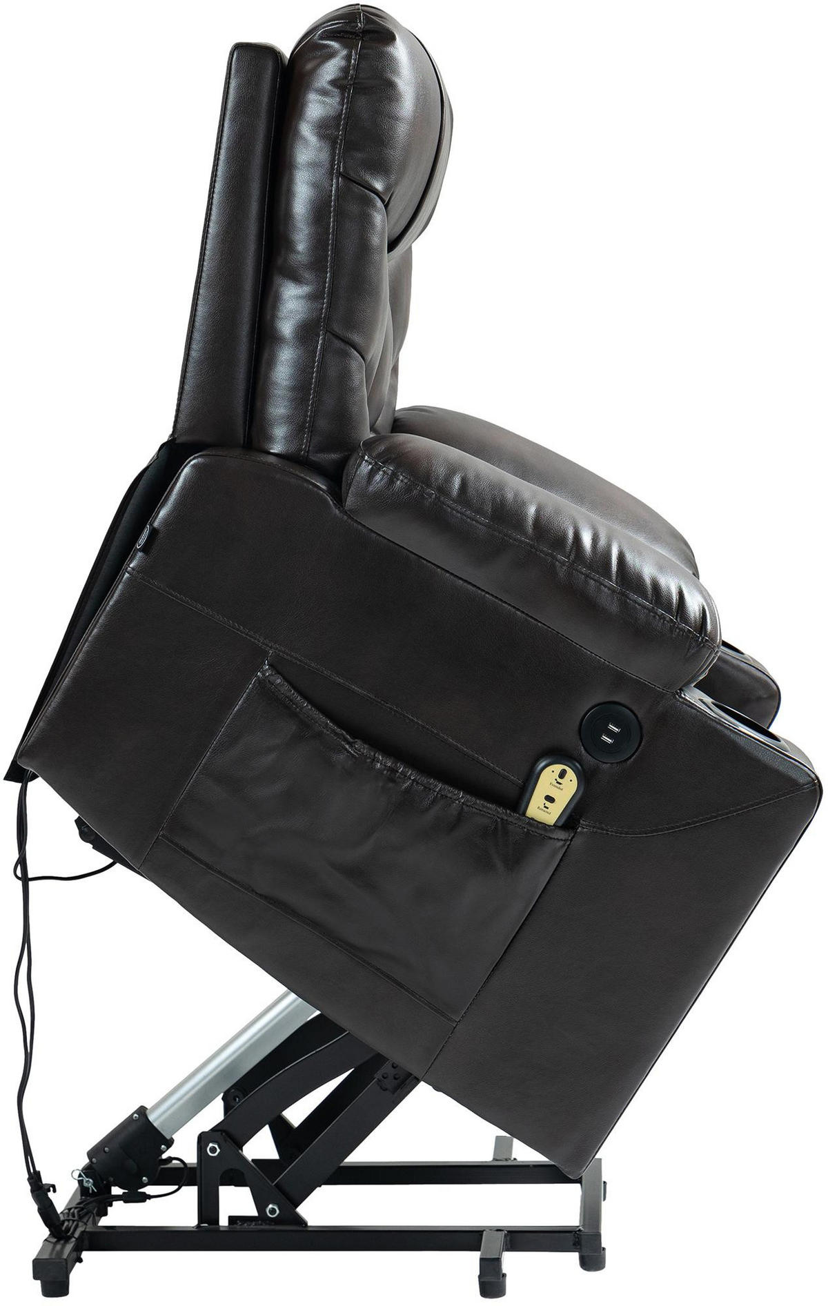 SESSEL Lederlook braun - Schwarz/Braun, Textil/Metall (84/104/95cm) - CLP