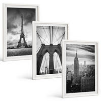 BILDER SET 3er Set - 40x60 cm Weißer Rahmen - Monochromatische Brückentürme - Weiß, Kunststoff (40/60cm) - TULUP
