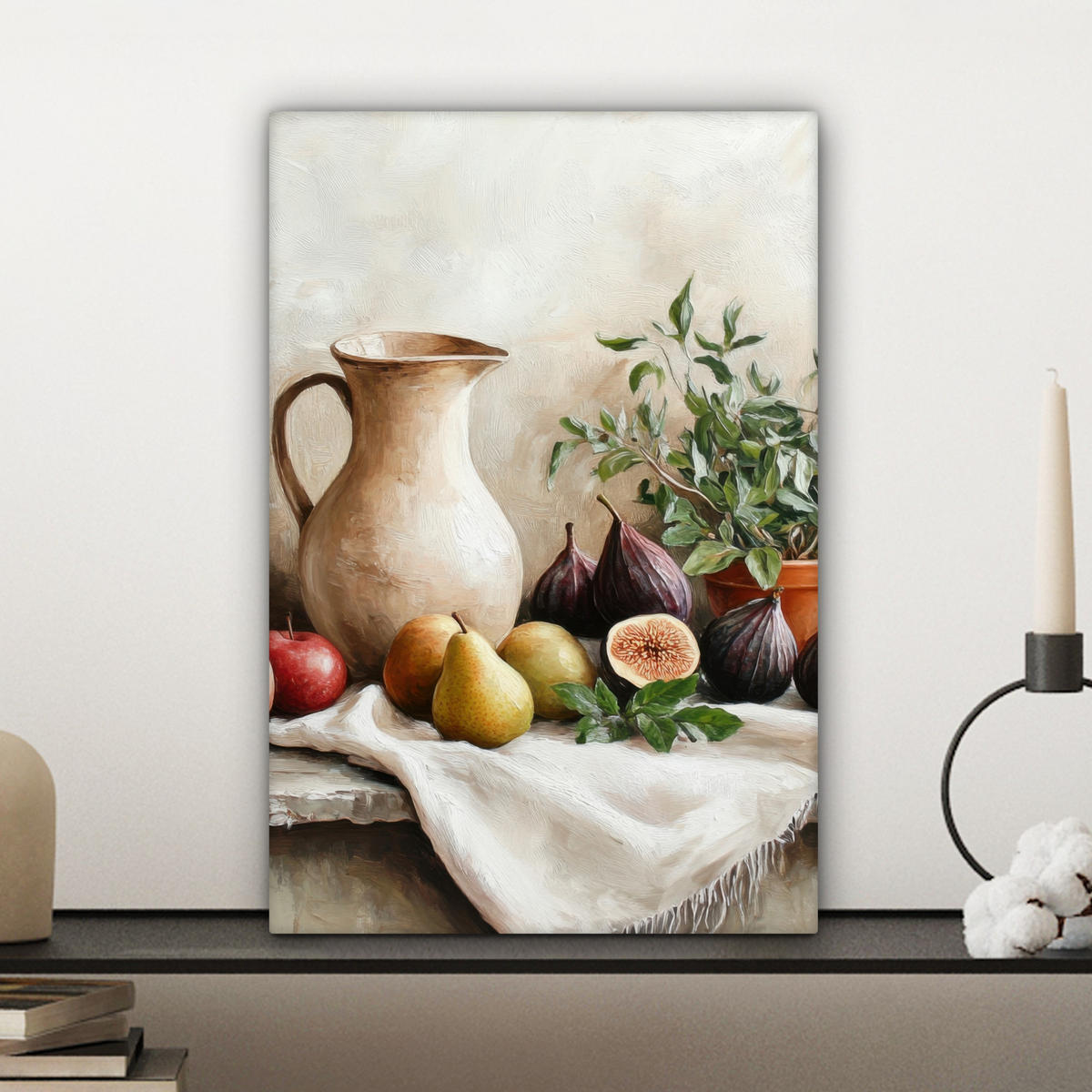 LEINWANDBILD Obst - Kräuter - Ländlich Deko Wohnzimmer 20x30 cm - Naturfarben, Textil (20/30cm) - MuchoWow