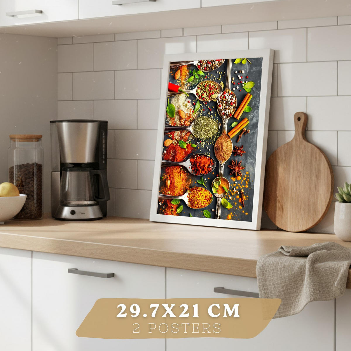 PLAKAT Sada 2 Lžíce A4 Bílý rám - bílá, papír (29.7/1/21cm) - Nacnic