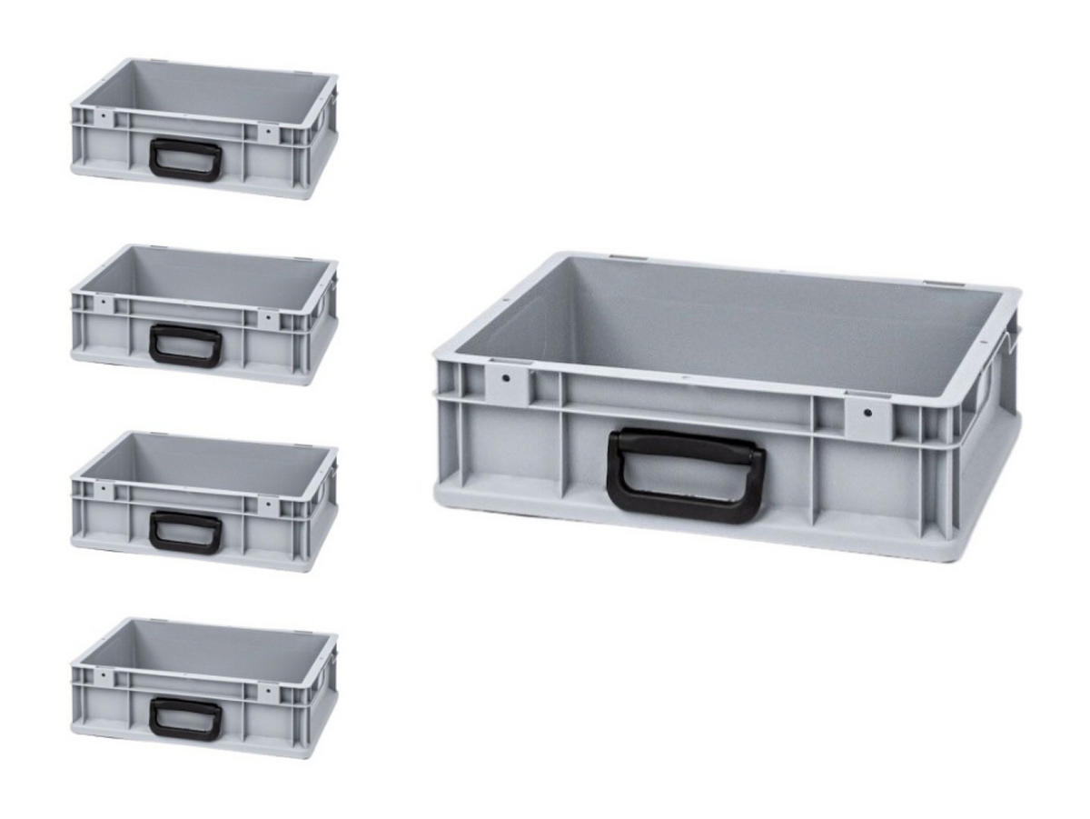 EUROBOX 5x Nextgen Portable Uno 12x30x40cm 11 Liter - Grau, Kunststoff (30/13.5/40cm) - PROREGAL
