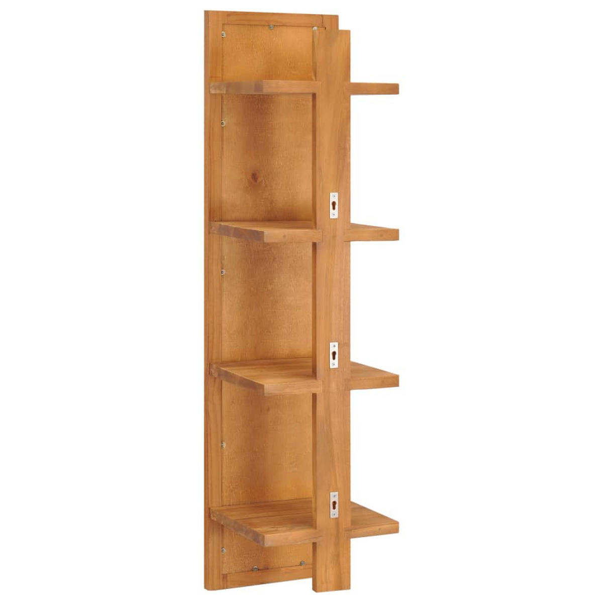 WANDSPIEGEL mit Regalen 30×30×120 cm Teak Massivholz - Naturfarben, Holz (30/120/30cm) - furnicato