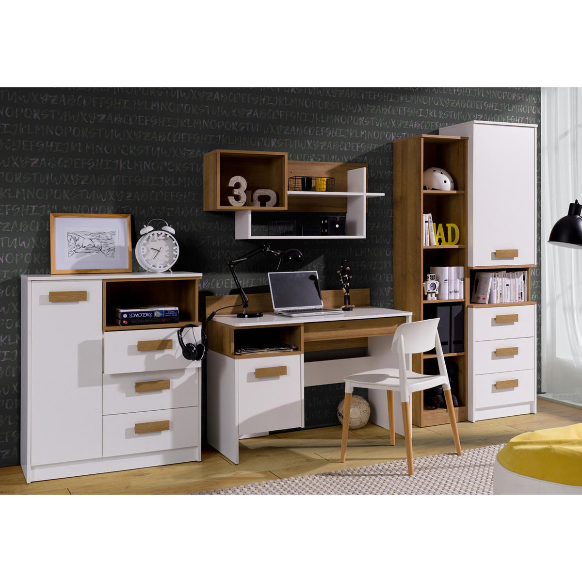 SCHREIBTISCH GRANT G2/B WEIß 110/87/55 - Weiß, Holzwerkstoff (55/110/87cm) - Marmex Möbel