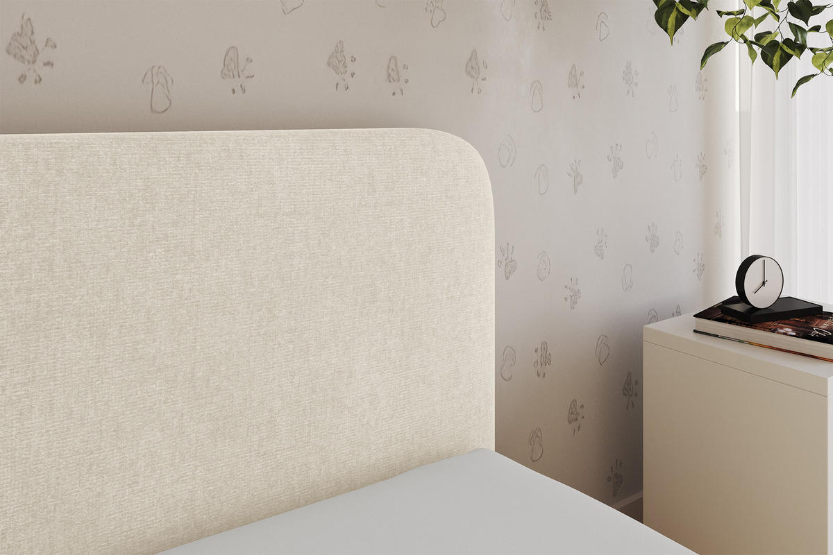 EINZELLBETT Jugendbett mit Bettkasten, Links - ALVY 100x200 Beige - Beige, Holzwerkstoff/Textil (100/200cm) - ALTDECOR
