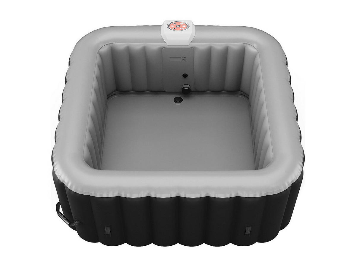 AUFBLASBARER Whirlpool für 4 Personen - quadratisch - 154 x 154 x 65 cm - 120 Wasserdüsen - Schwarz & Grau - B-COSY II - Schwarz, Kunststoff (154/65/154cm) - Vente-Unique