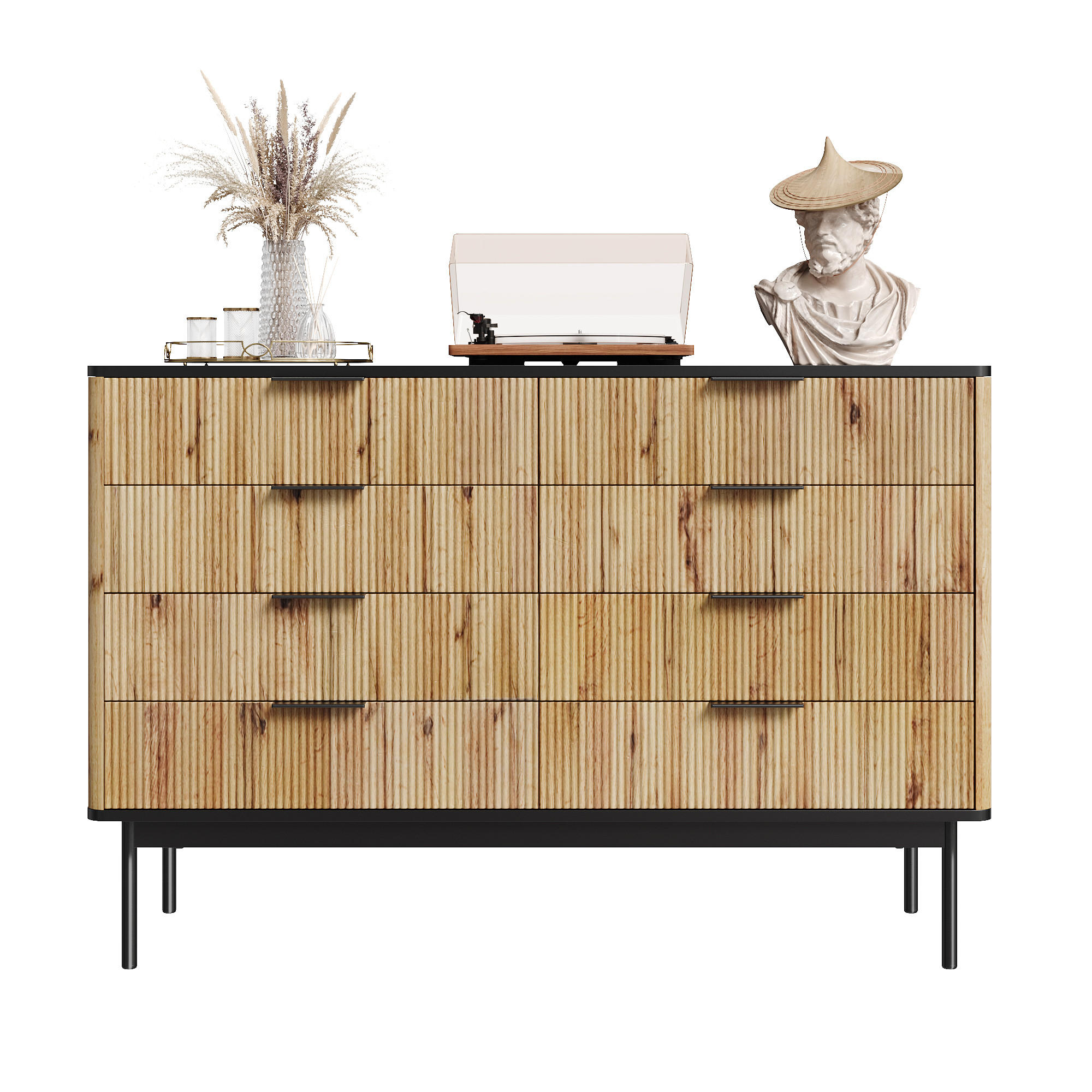 SIDEBOARD 120x39,5x80 Wohnzimmer Esszimmer Eingang Stauraum - Schwarz, Holzwerkstoff (39.5/80/120cm) - FLIEKS