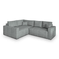 ECKSOFA ERONIS L-S Hellgrau Kordstoff mit Schlaffunktion - Hellgrau, Holz (265/194cm) - MASSENO