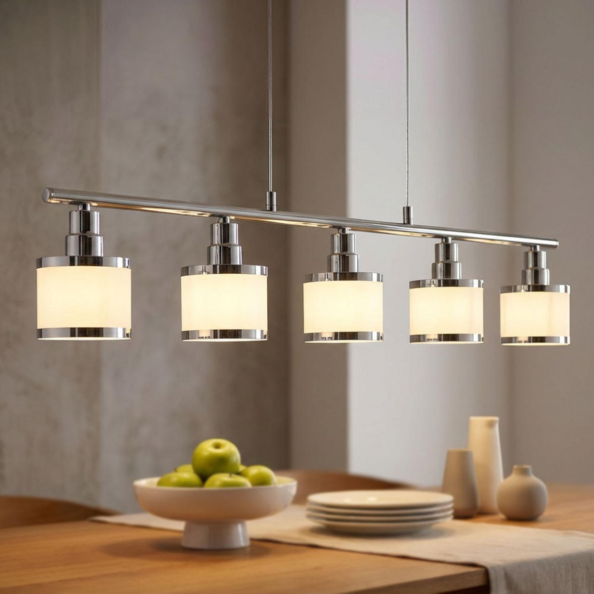 PENDELLEUCHTE Eisen Chrom, höhenverstellbar, 90 cm - Silberfarben, Metall (90/10/120cm)