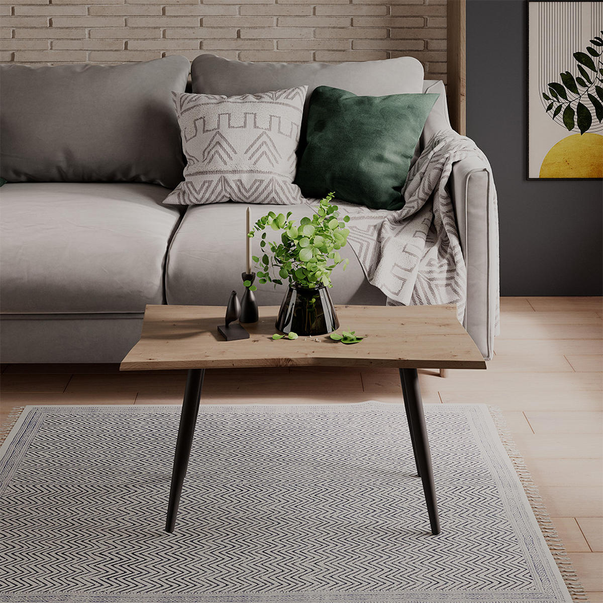 COUCHTISCH Yan Artisan 80 x 40 cm - Hellgrau, Holzwerkstoff (40/80/40cm) - Vicco