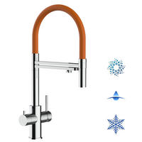 5-WEGE-KÜCHENARMATUR, Edelstahl Massiv aus Chirurgenstahl, Hochglanz und Orange, 2-Strahl-Brause - Orange, Metall (24/52.5/24cm) - VIZIO