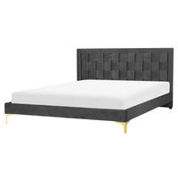 DOPPELBETT 160/200cm Schwarz Limoux - Schwarz, Textil (160/200cm) - Beliani