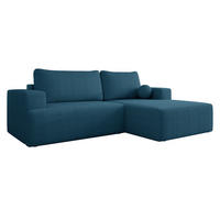 ECKSOFA Mivo Cord, Seite: Rechts - Blau/Schwarz, Holz/Kunststoff (266/163cm) - MIRJAN24