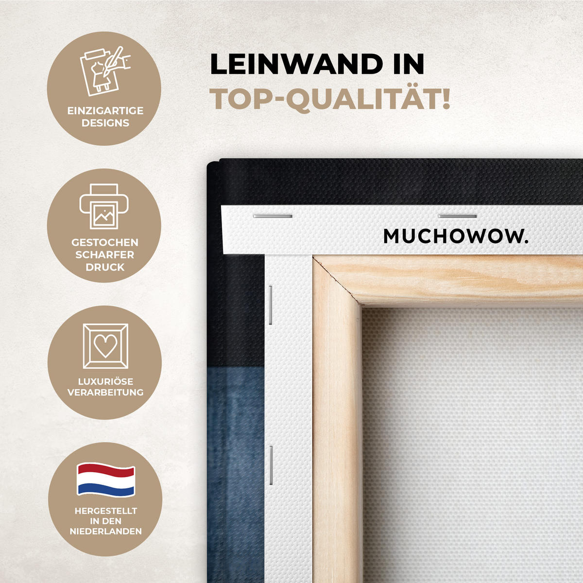 LEINWANDBILD Abstrakt - Formen - Dunkelblau Groß 140x90 cm - Cognac, Textil (140/90cm) - MuchoWow