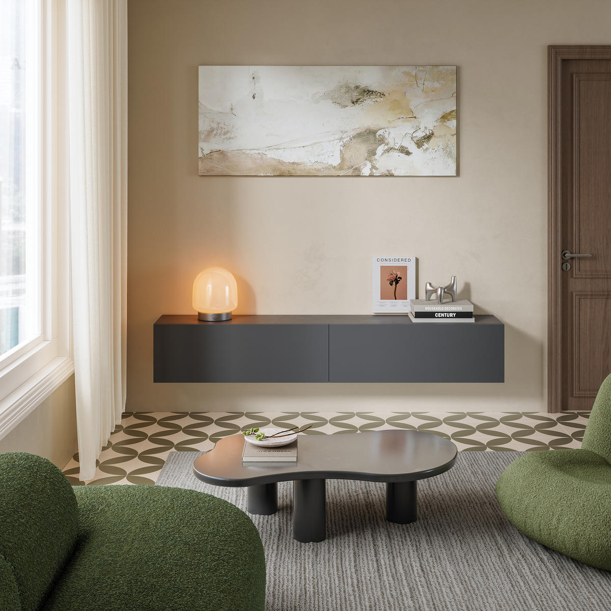HÄNGELOWBOARD Evaton - Dunkelgrau, Holzwerkstoff (180/30/31.5cm) - [en.casa]