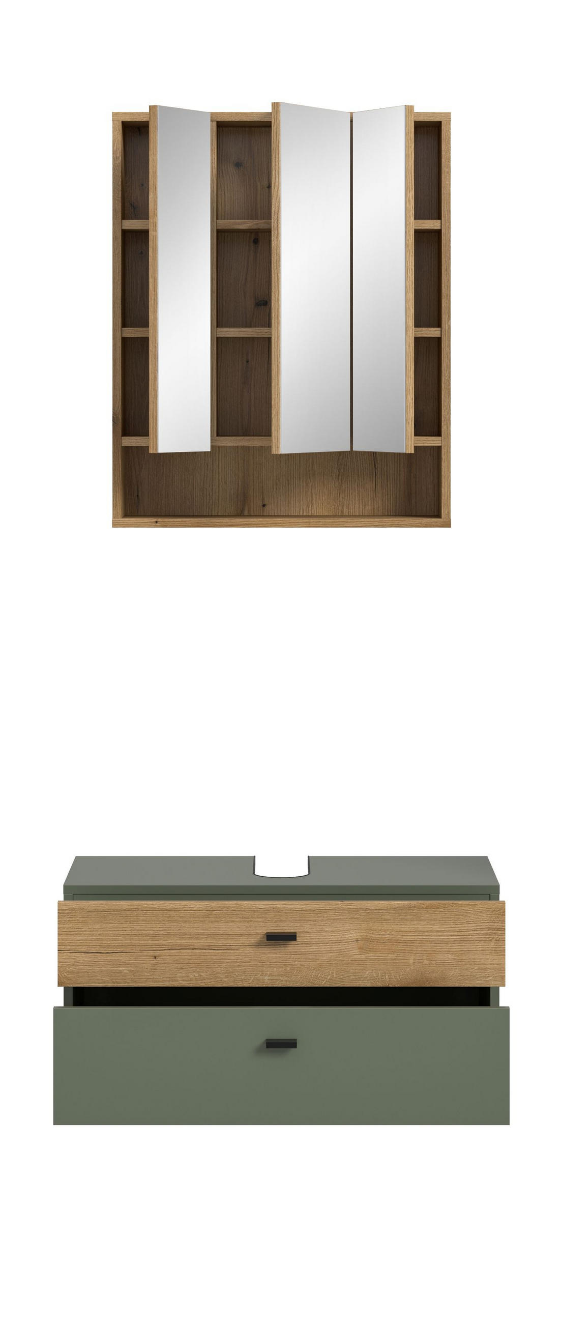 BADKOMBINATION Aqua Sage Green 75/35/191 cm - Grün, Holzwerkstoff (75/191/35cm) - Xonox