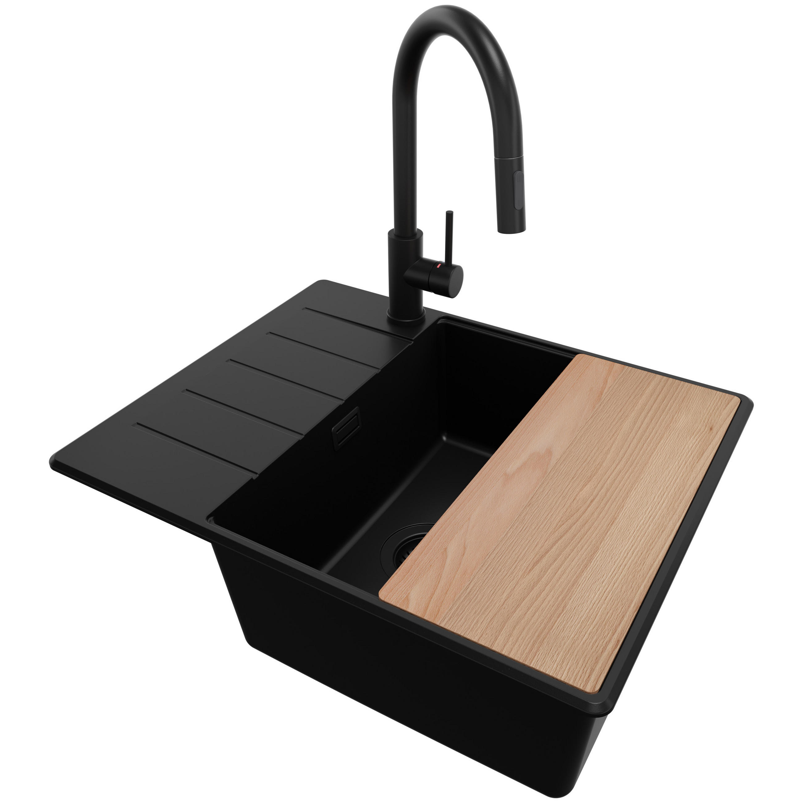 Primagran Granitspüle Schwarz, Schwarz, Schwarz, Beige 62x20x50 cm