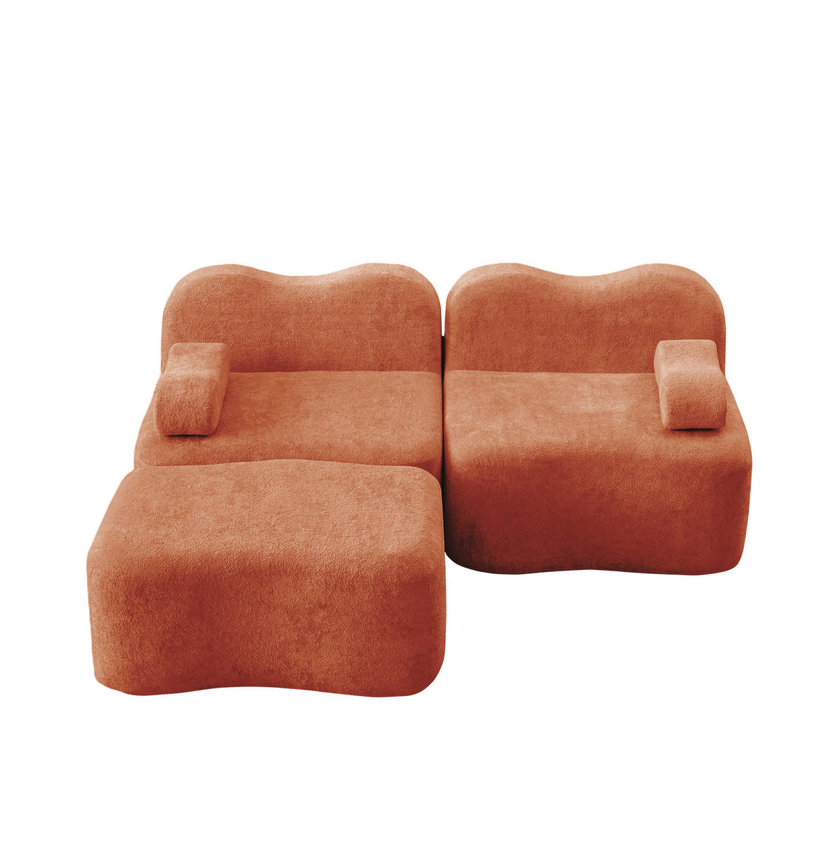 ECKSOFA 192/167/70 cm Orange aus Samt mit Ottomanen und modularem Design - Orange, Textil (167/192cm) - OKWISH