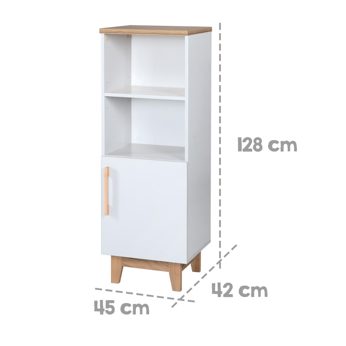 STANDREGAL Finn - Weiß, Holzwerkstoff (45/128/42cm) - Roba
