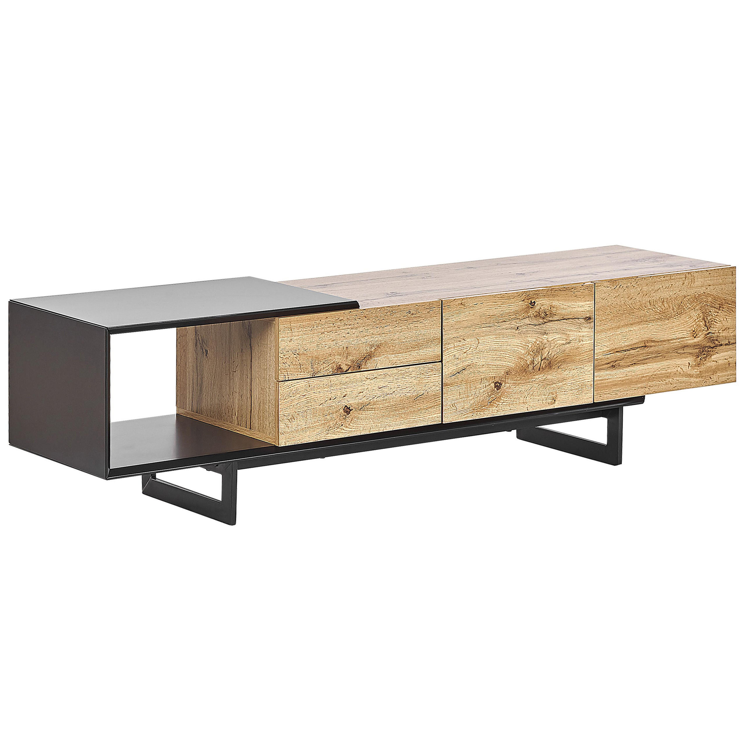 TV-MÖBEL Hellbraun, Schwarz FIORA 39/160/44 cm - Hellbraun, Holzwerkstoff (160/44/39cm) - Beliani
