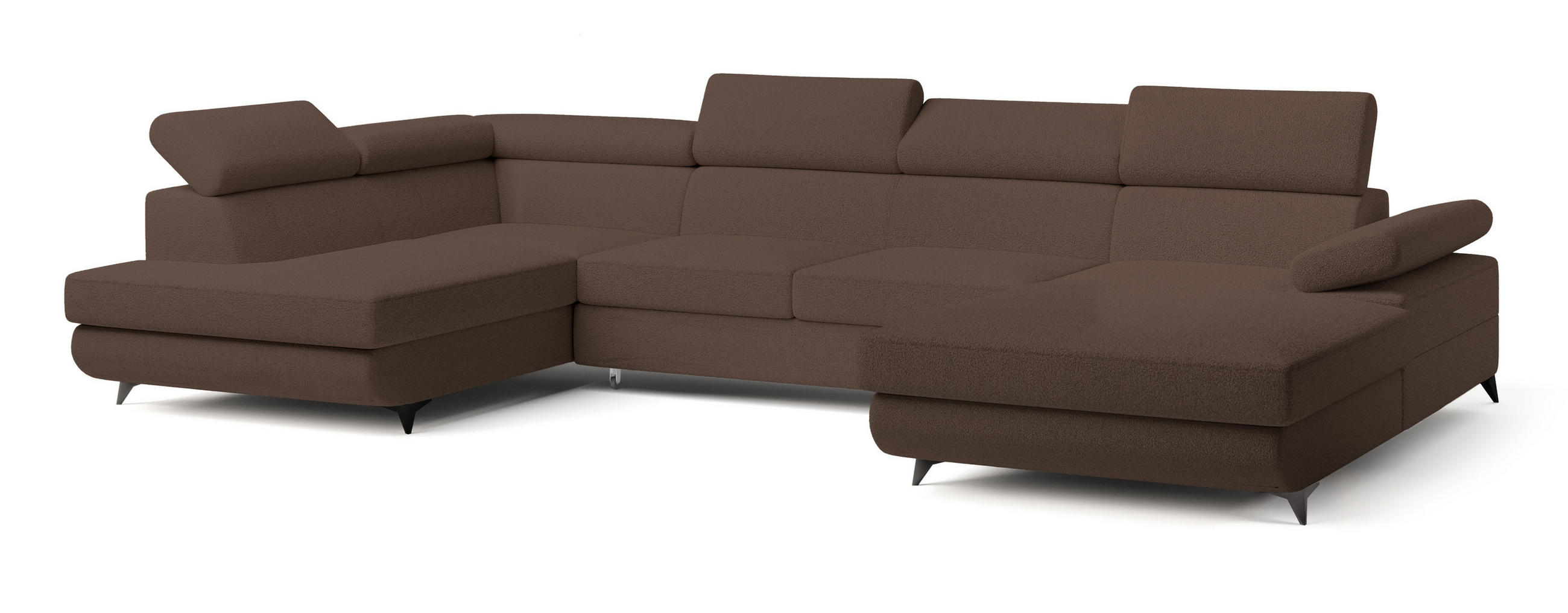 ROHOVÁ SEDAČKA RUBANO hnědá - černá/hnědá, kov/dřevo (339/190cm) - MASSENO