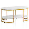 COUCHTISCH mit Marmor Optik, rechteckig, Ablage, goldenes Metallgestell, Weiß 100x60x45 cm - Goldfarben/Weiß, Holzwerkstoff/Metall (60/100/45cm) - KADIMA DESIGN