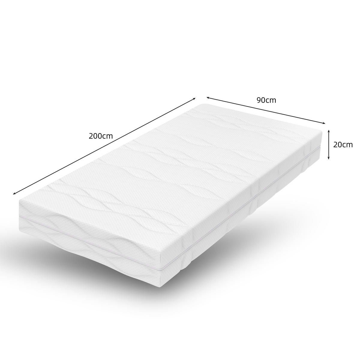 TASCHENFEDERKERNMATRATZE 90/200 cm Weiß + Grau 20 cm hoch, Härtegrad H3 - Weiß, Textil (90/200cm) - Oxeza