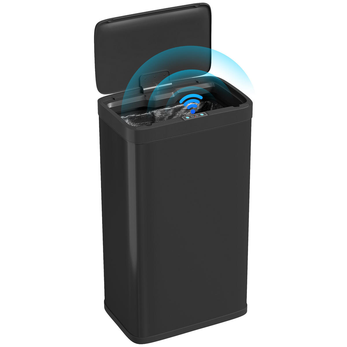 MÜLLEIMER 45L mit Infrarotsensor und Soft-Close Schwarz 38/25,5/67,5 cm - Schwarz, Metall (25.5/67.5/38cm) - Rolipo