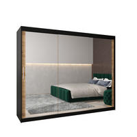 SCHWEBETÜRENSCHRANK 200/250/62 2-türig - Silberfarben/Schwarz, Holz/Kunststoff (250/200/62cm) - Abiks Möbel