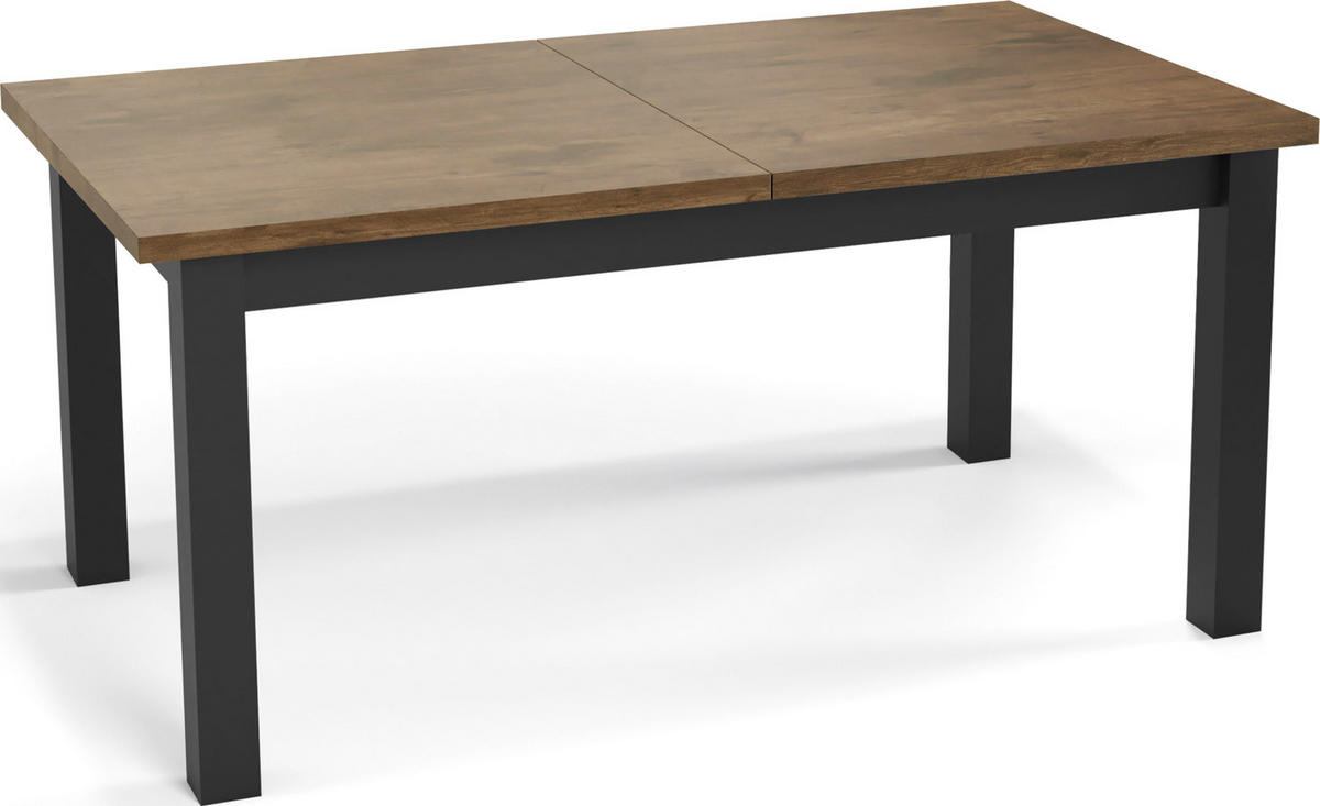 ESSTISCH Davidof rechteckig ausziehbar, Lefkas Eiche 120-160/80/76 cm - Alteiche/Schwarz, Holz/Holzwerkstoff (120/67/76cm) - WFL GROUP