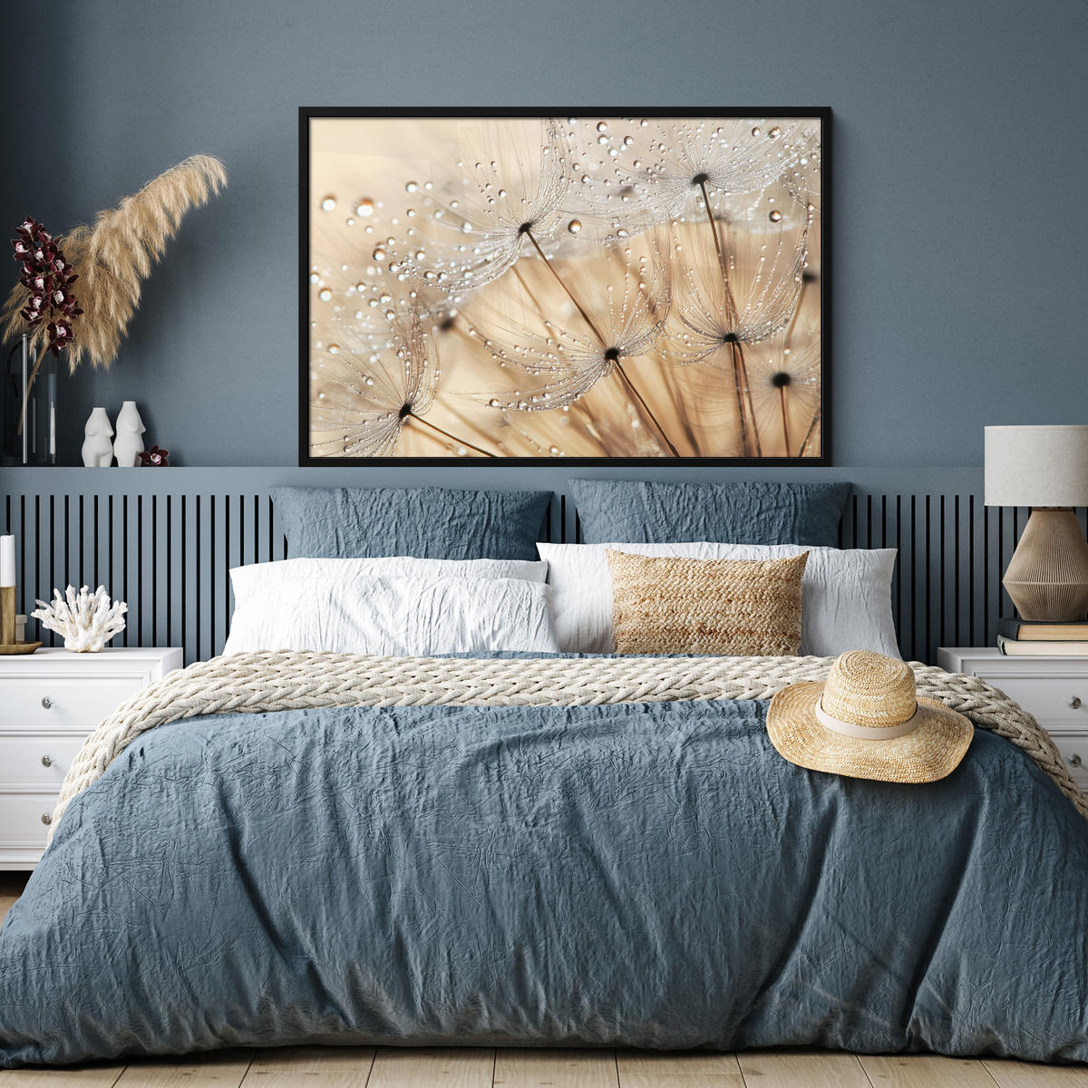 POSTER MIT RAHMEN Löwenzahn - Abstrakt - Natur - Beige 120x80 cm - Braun, Papier (120/80cm) - MuchoWow