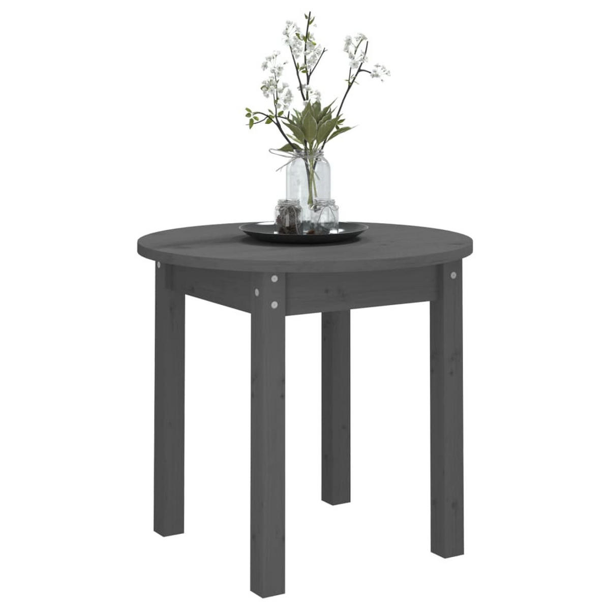 COUCHTISCH Grau Ø 45x40 cm Massivholz Kiefer - Grau, Holz (45/45/40cm) - furnicato