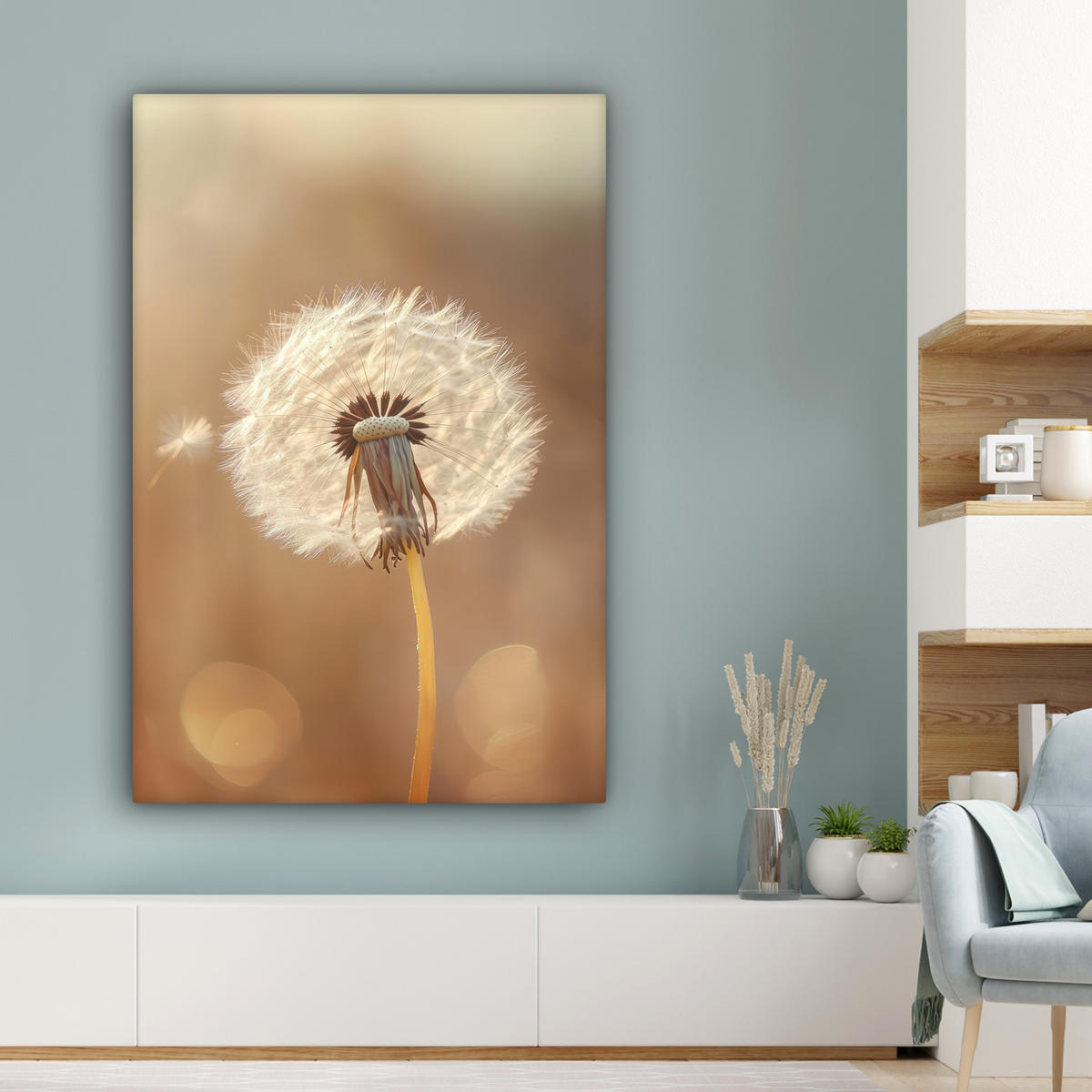 LEINWANDBILD Löwenzahn - Beige - Natur - Blume 90x140 cm - Hellbraun, Textil (90/140cm) - MuchoWow