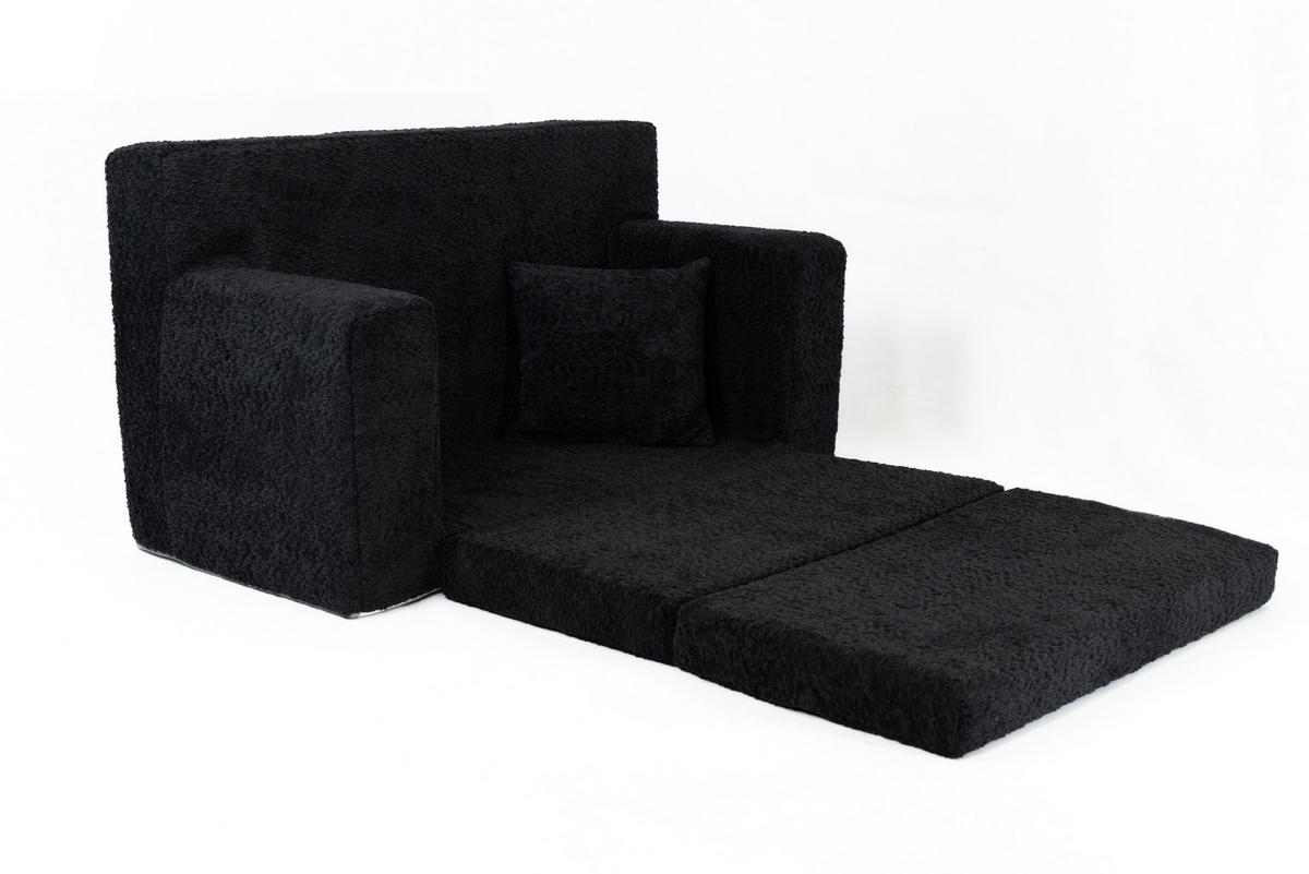 KINDERSOFA David – Stilvoller Komfort für das Kinderzimmer - In den Trendfarben - Schwarz, Textil (83/47/43cm) - Fortisline