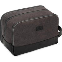 KULTURTASCHE Dunkelgrau Canvas/Veganes Leder - Anthrazit, Textil (16/13/25cm)