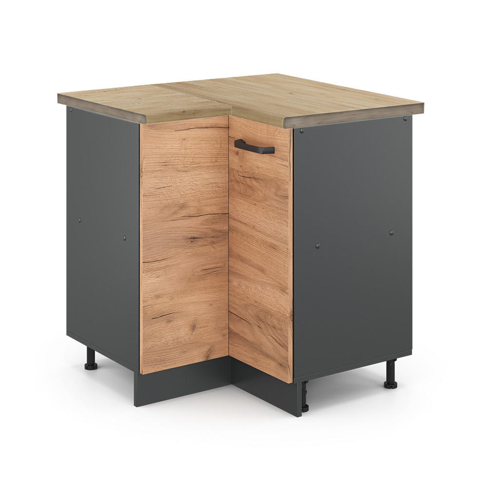 ECKUNTERSCHRANK R-Line Goldkraft Eiche 75.6 cm, AP Eiche - Honigeiche/Anthrazit, Holzwerkstoff (75.6/81.6/60cm) - Vicco
