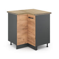 ECKUNTERSCHRANK R-Line Goldkraft Eiche 75.6 cm, AP Eiche - Honigeiche/Anthrazit, Holzwerkstoff (75.6/81.6/60cm) - Vicco