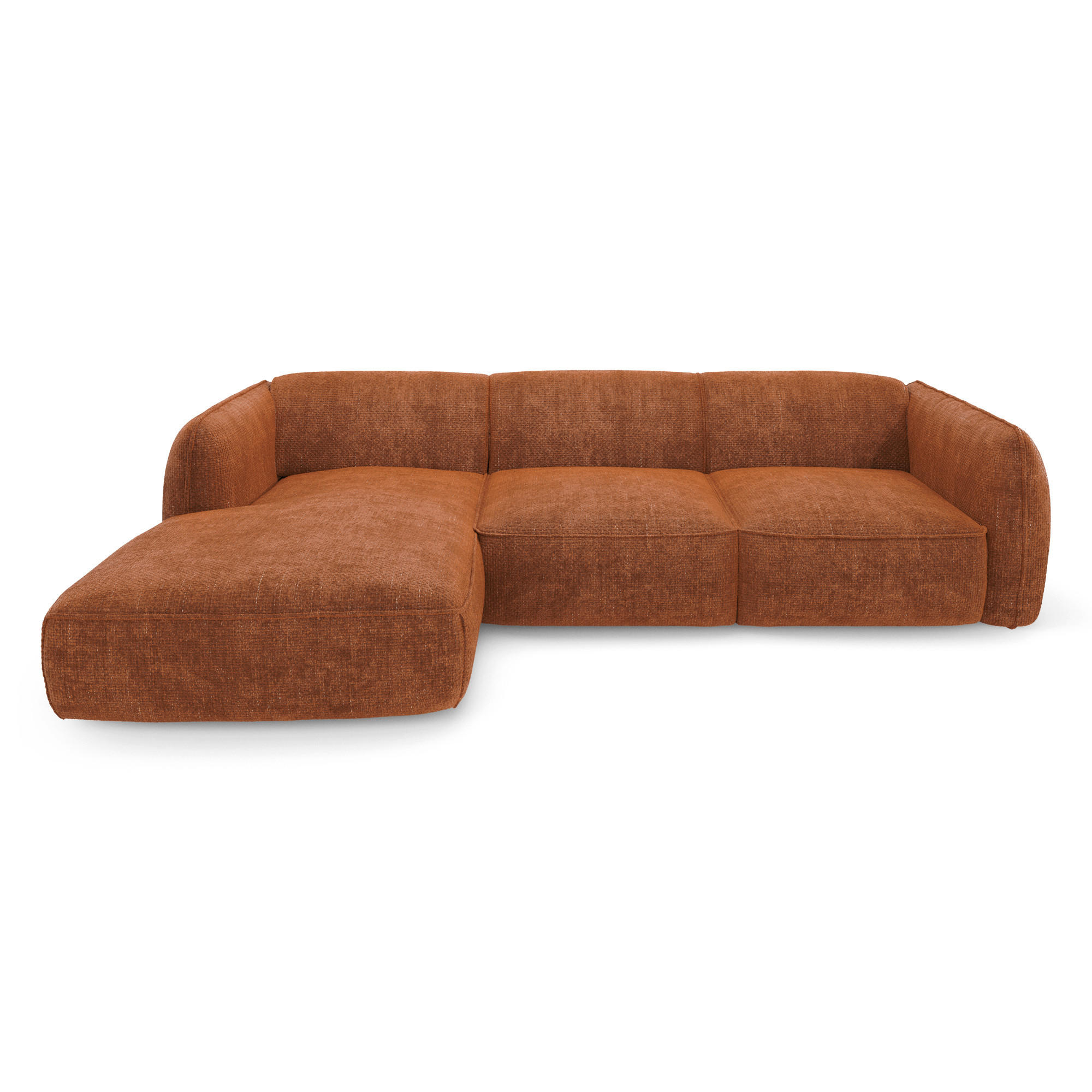 ECKSOFA LINKS Rastervelours Terracotta 272cm - Dunkelorange/Terracotta, Textil (165/272cm) - Sia Home