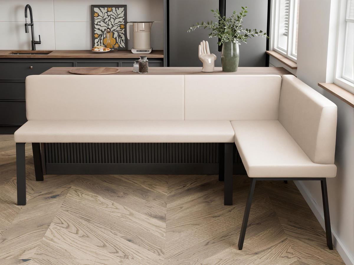 ECKBANK rechts MONO Y Kunstleder glatt, 142/196 cm Beige - Beige, Kunststoff/Textil (142/196cm) - Idohome