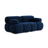 2-SITZER-SOFA Samt Stoff Blau - Blau/Schwarz, Kunststoff/Textil (190/70/96cm) - LaMiaSofa