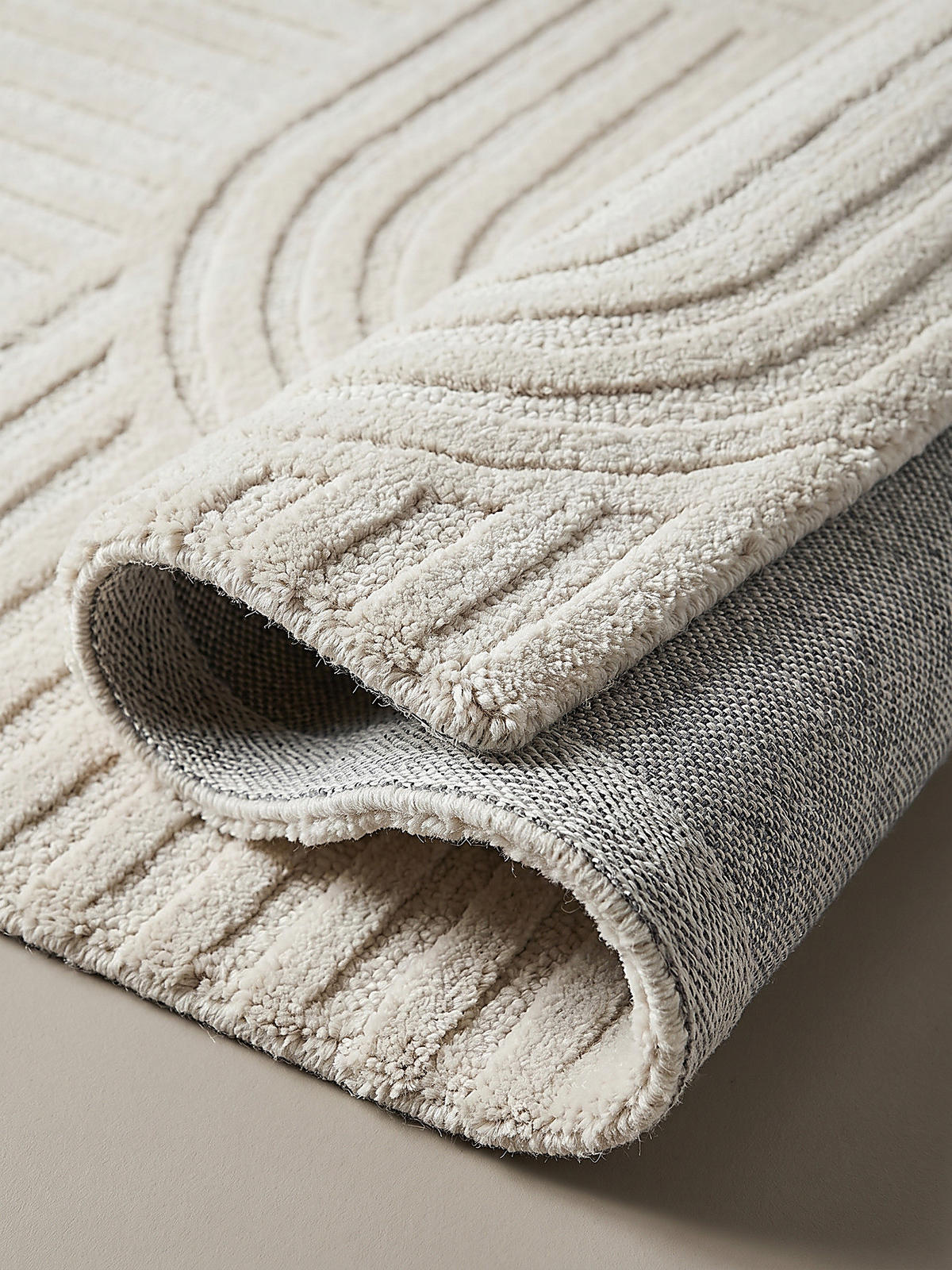 TEPPICH aus Wolle LEVEN in Elfenbein, geometrisch, 120 x 170 cm - Champagner, Textil (120/170cm) - KADIMA DESIGN