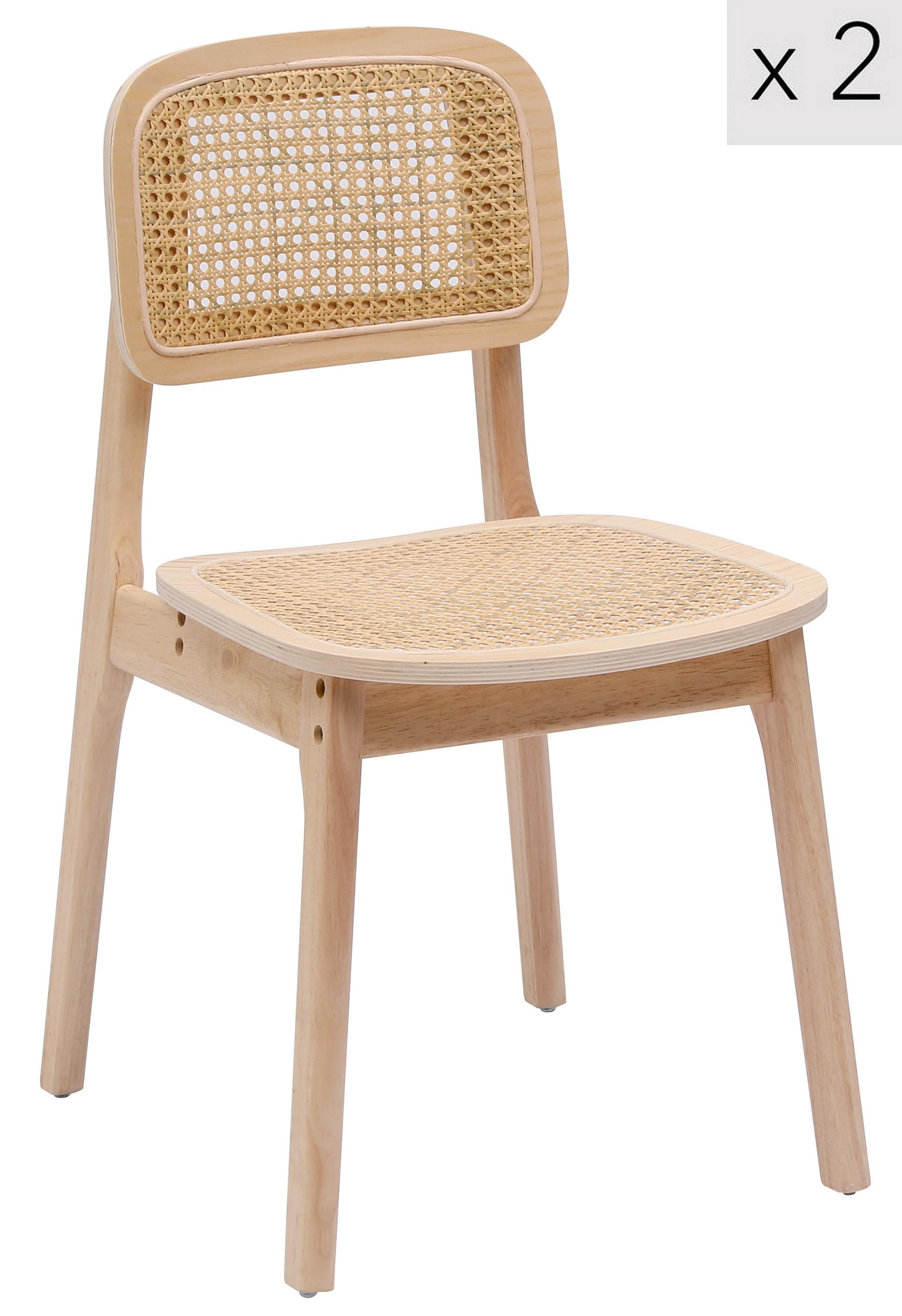 STUHL 2er-Set Rattan Braun - Braun, Holz (46/80/49cm) - Nordlys
