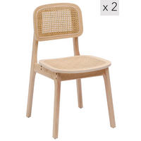 STUHL 2er-Set Rattan Braun - Braun, Holz (46/80/49cm) - Nordlys
