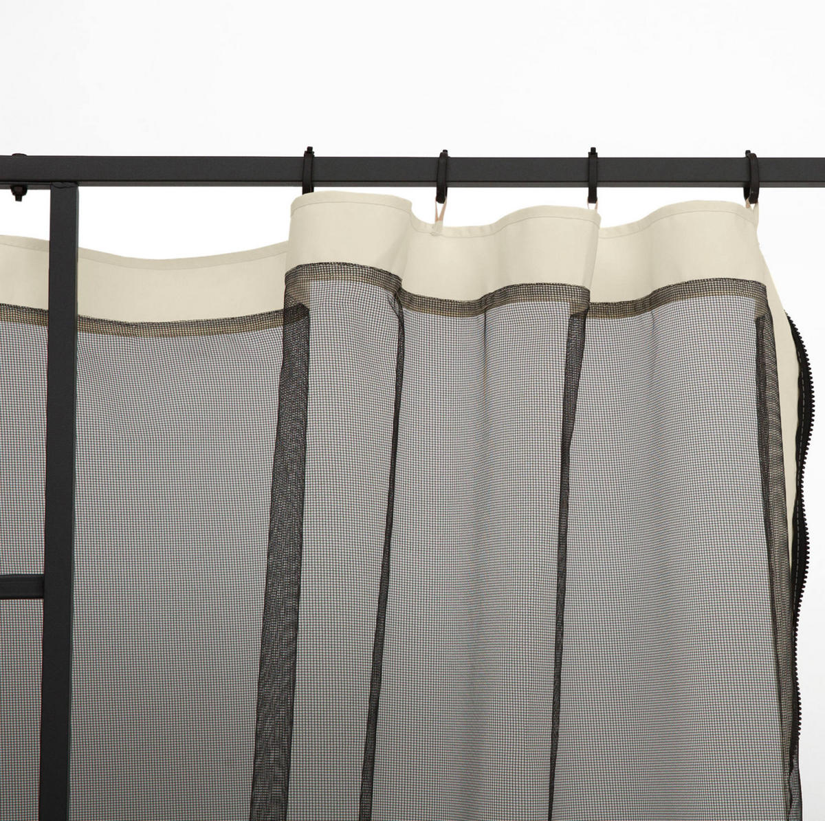PAVILLON-MOSKITONETZ 300/300 cm mit Reißverschluss und 4 Seitenteilen, langlebiges Polyestergewebe, Schwarz - Schwarz, Textil (207/1/302cm) - Redom