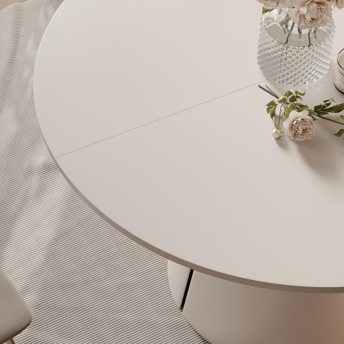 AUSZIEHTISCH BASE 120-196/76 cm, Kaschmir - Kaschmir, Holzwerkstoff/Metall (120/120/76cm) - Idohome