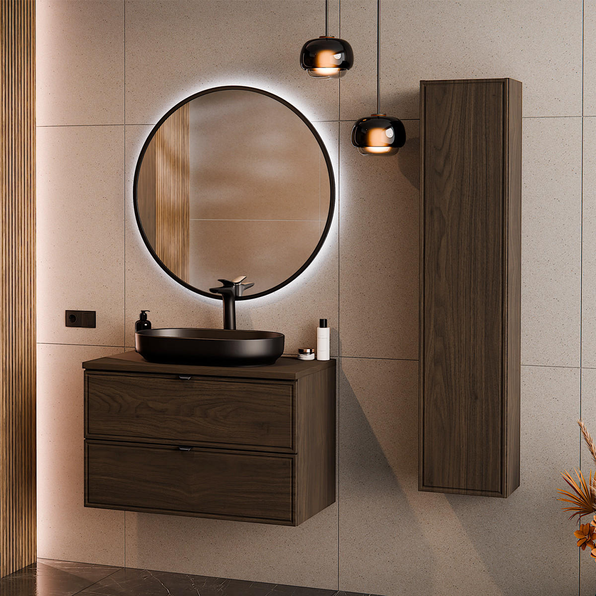 WASCHTISCHUNTERSCHRANK 80cm Elias Holz - Braun, Holzwerkstoff (80/52.2/46cm) - Petits-meubles