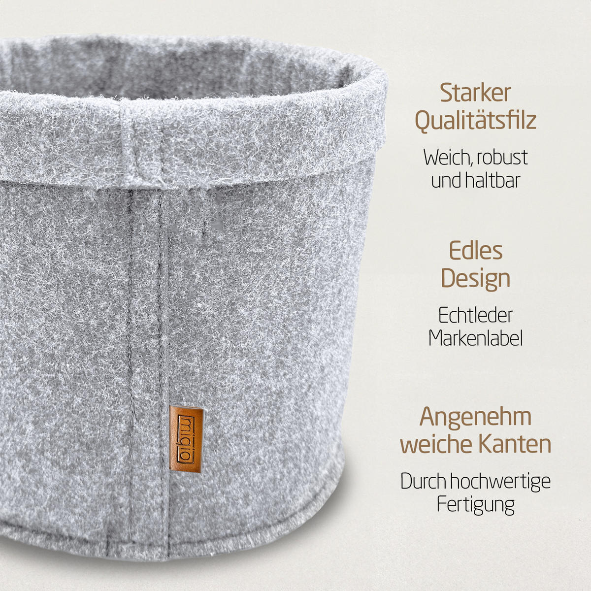 AUFBEWAHRUNGSKÖRBE 3er-Set - Hellgrau, Textil (23/23/23cm) - Miqio Design